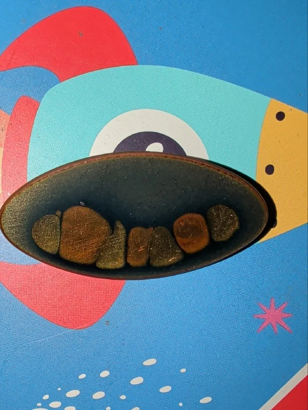 Signed Averill Shepps Modernist Enamel on Copper Brooch